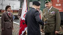 Replika vojenského vlaku, s nímž jeli českoslovenští legionáři v letech 1918-1920 po Transsibiřské magistrále do Vladivostoku, nádraží Ostrava-Svinov, 30. září 2021.