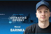 Hostem podcastu Ostravské ozvěny byl hokejový útočník Marcel Barinka, moderuje redaktor Deníku David Hekele, 20. února 2024, Ostrava.