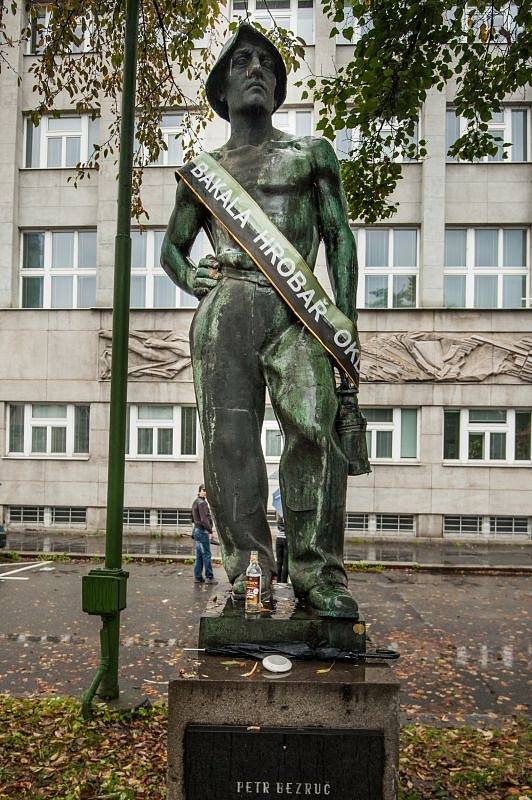 Demonstrace zaměstnanců OKD (horníků) v Ostravě.