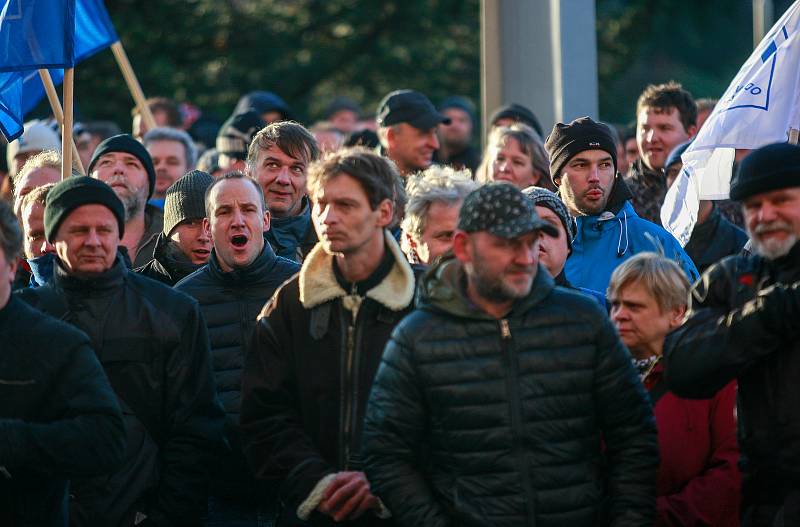 Protestní akce zaměstnanců ArcelorMittal.