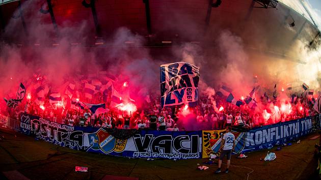 Slezské derby FC Baník Ostrava - Slezský FC Opava, 21. dubna 2019, utkání 29. kola první fotbalové ligy.