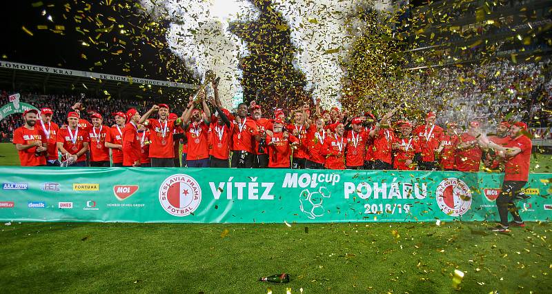 Finále fotbalového poháru MOL Cupu, Baník Ostrava - Slavia Praha 22.května 2019 v Olomouci. Na snímku Na snímku Slavia Praha.