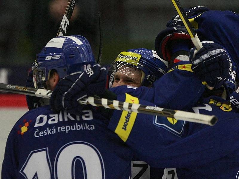 Čtvrtfinále playoff hokejové O2 ELH mezi HC Mountfield České Budějovice a HC Vítkovice Steel.