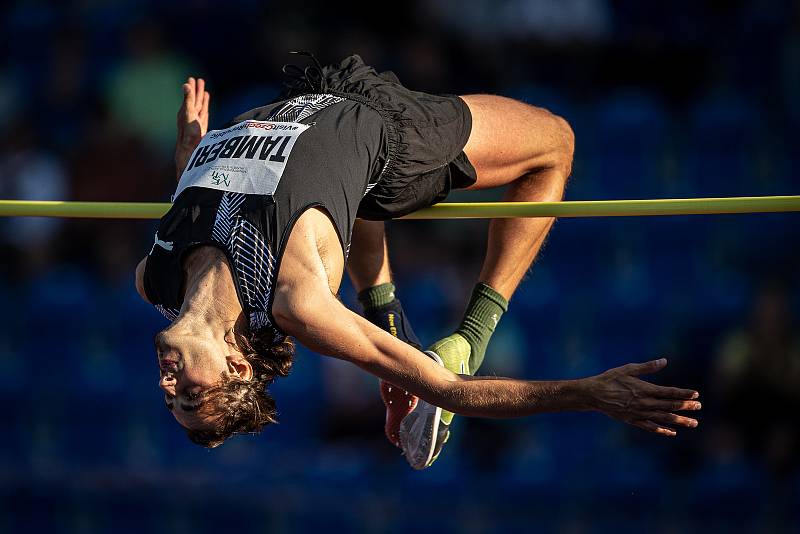 Zlatá tretra Ostrava - 59. ročník atletického mítinku, 8. září 2020 v Ostravě. Skok vysoký Gianmarco Tamberi.