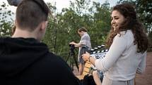Natáčení studentského filmu Hrozny na haldě Ema, 12. května v Ostravě.