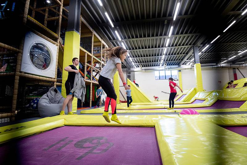 Trampolínový park Hop Jump, který se nachází v ostravské Dolní oblasti Vítkovice, únor 2020.