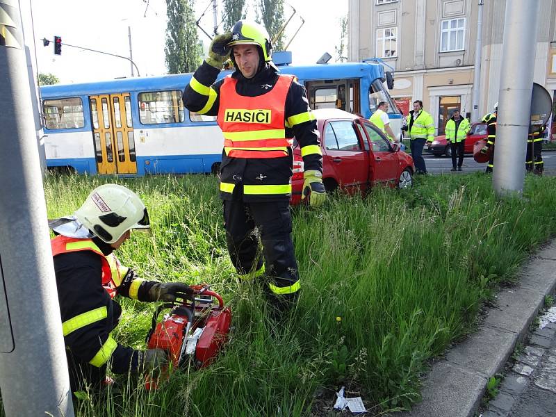 Dopravní nehoda v centru Ostravy.