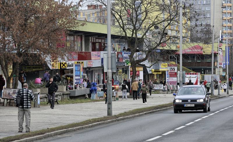 Obchodní dům Kotva v Ostravě-Zábřehu a její okolí, únor 2016.