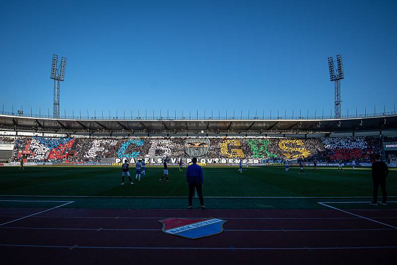 Utkání 13. kola první fotbalové ligy: Baník Ostrava - Sparta Praha, 31. října 2021 v Ostravě. Choreo.