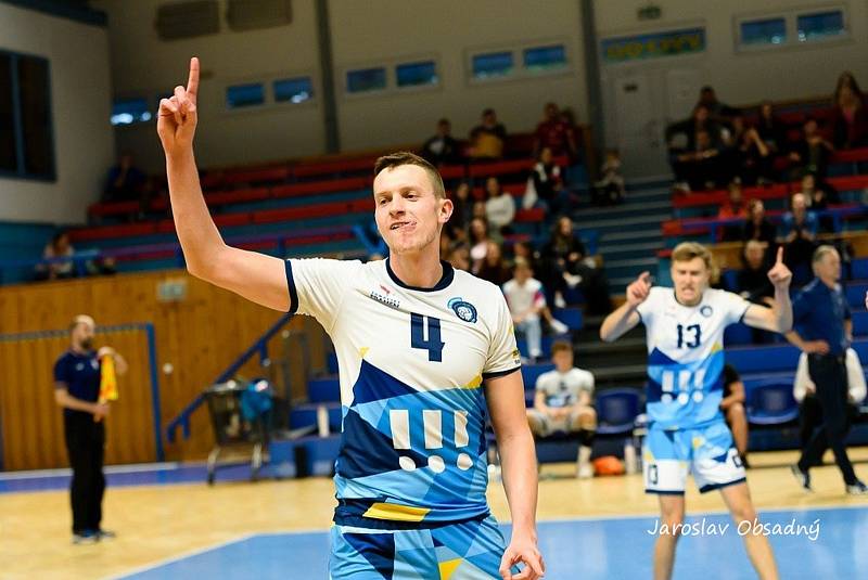 Zápas 2. kola extraligy volejbalistů VK Ostrava - Black Volley Beskydy 1:3.