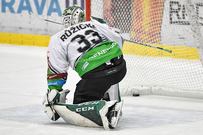 Utkání 22. kola hokejové extraligy: HC Vítkovice Ridera - BK Mladá Boleslav, 5. listopadu 2021 v Osravě. brankář Boleslavi Jan Růžička.