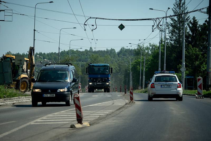 Oprava silnic, 12. června 2019 v Ostravě. Na snímku ulice Orlovská.