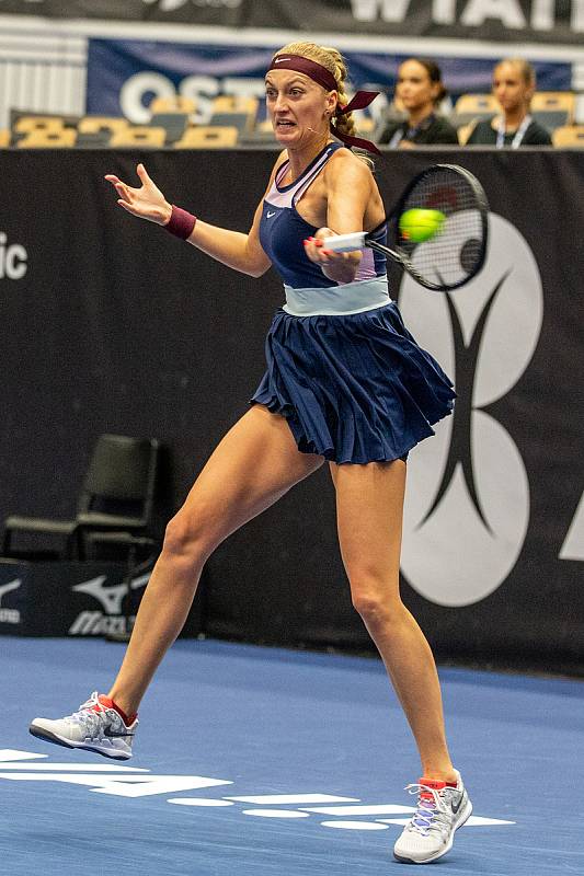 Tenisový turnaj žen WTA Agel Open 2022, 7. října 2022, Ostrava. Elena Rybakina (KAZ) a Petra Kvitová (ČR). Petra Kvitová .