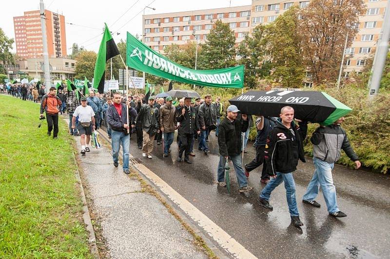 Demonstrace zaměstnanců OKD (horníků) v Ostravě.