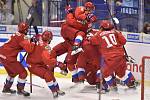 Radost ruské dvacítky - Mistrovství světa hokejistů do 20 let, sefinále: Švédsko - Rusko, 4. ledna 2020 v Ostravě. Ruští hokejisté se radují z vítězství.