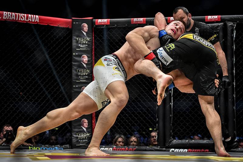 MMA Octagon 11 v Ostravar aréně, 16. března 2019 v Ostravě. Na snímku (v červeném) Miloš Petrášek proti Jeremy Kimball.