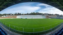 Stadion Bazaly těsně před dokončením, 7. října 2019 v Ostravě.