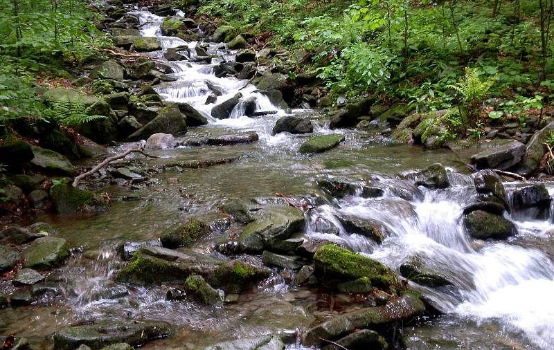 Bučací potok kousíček nad Ostravicí se může rozvodnit a být překážkou.
