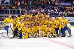 Mistrovství světa hokejistů do 20 let, zápas o 3. místo: Švédsko - Finsko, 5. ledna 2020 v Ostravě. Na snímku radost Švédska.