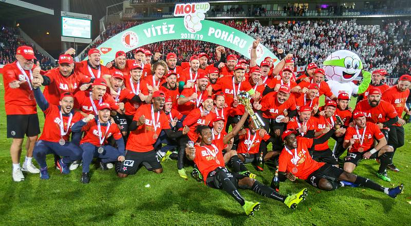 Finále fotbalového poháru MOL Cupu, Baník Ostrava - Slavia Praha 22.května 2019 v Olomouci. Na snímku Slavia Praha.