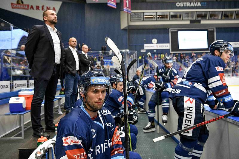 Utkání 8. kola hokejové extraligy: HC Vítkovice Ridera - HC Oceláři Třinec, 20. října 2021 V Ostravě. Vladimír Svačina z Vítkovic.