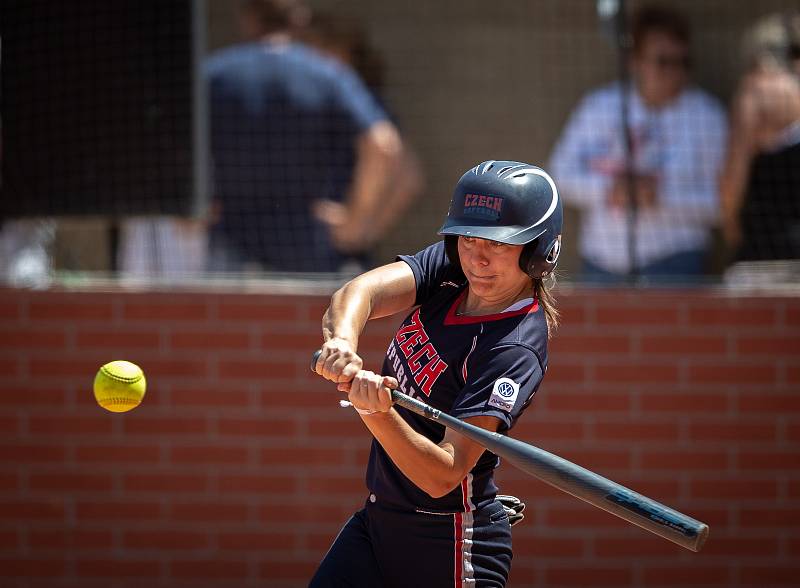 Mistrovství Evropy žen v softballu, 30. června 2019 v Ostravě. Zápas ČR - Litva. Na snímku KOPICOVA Natalie.