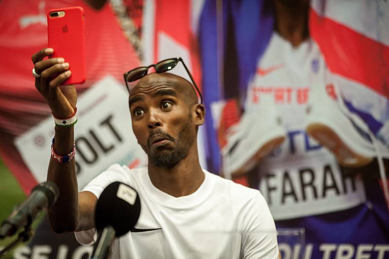 Tisková konference, Mo Farah, dne 27. června v Ostravě.