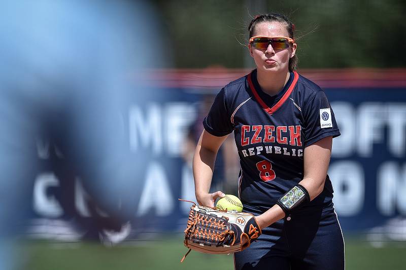 Mistrovství Evropy žen v softballu, 30. června 2019 v Ostravě. Zápas ČR - Litva. Na snímku LINKOVA Adela.