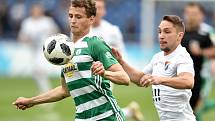 Semifinále fotbalového poháru MOL Cupu: FC Baník Ostrava - Bohemians Praha 1905, 24. dubna 2019 v Ostravě. Na snímku (zleva)  Hůlka Lukáš a Jánoš Adam.