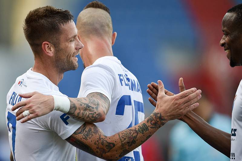 Utkání 9. kola první fotbalové ligy FORTUNA:LIGA, FC Baník Ostrava - SK Dynamo České Budějovice, 15. září 2019 v Ostravě. Na snímku (zleva) Martin Fillo, Jiří Fleišman a Dame Diop.