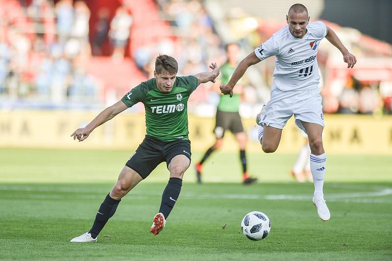 Utkání 1. kola první fotbalové ligy: Baník Ostrava - FK Jablonec, 23. července 2018 v Ostravě. (vlevo) Masopust Lukáš a Denis Granečný.