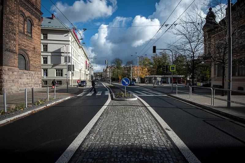 Ulice Českobratrská v Ostravě po rekonstrukci, snímek z 30. října 2017