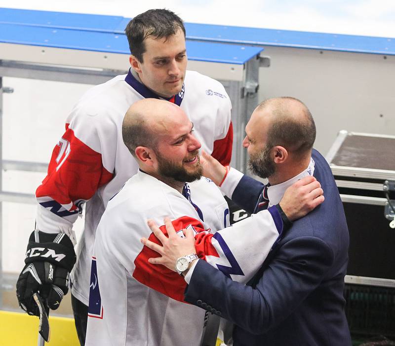 Mistrovství světa v para hokeji 2019, Korea - Česká republika (zápas o 3. místo), 4. května 2019 v Ostravě. Na snímku (urpostřed) Geier Michal (CZE).