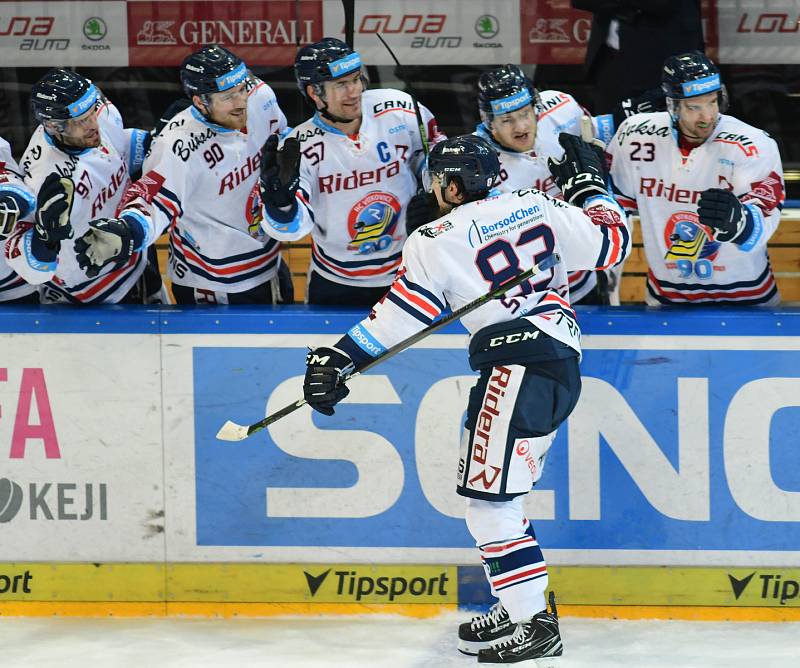 Utkání předkola play off hokejové extraligy - 4. zápas: HC Sparta Praha - HC Vítkovice Ridera, 15. března 2019 v Praze. Na snímku Šimon Stránský