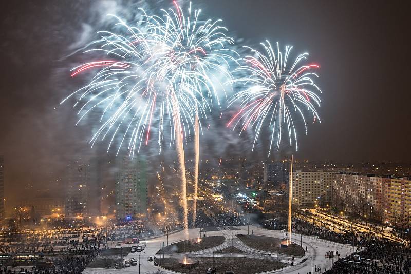 Novoroční ohňostroj v městské části Ostrava-Jih