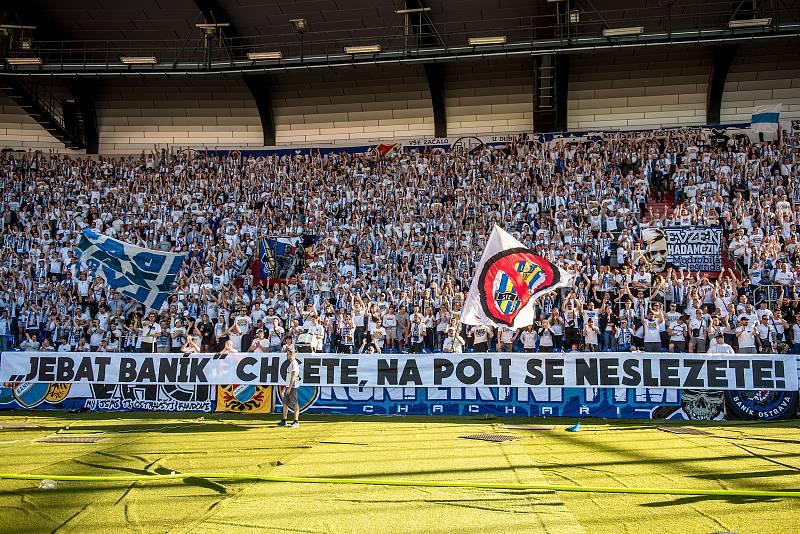 Slezské derby FC Baník Ostrava - Slezský FC Opava, 21. dubna 2019, utkání 29. kola první fotbalové ligy.