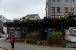 U výstaviště Černá louka pokračuje demolice budov, listopad 2020 v Ostravě.
