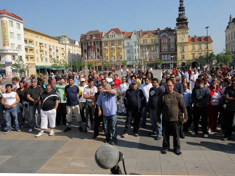 Z nedělní protestní akce Romů v Ostravě