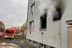 Požár bytu, zásah hasičů, Ostrava-Vítkovice, 17. listopadu 2022.