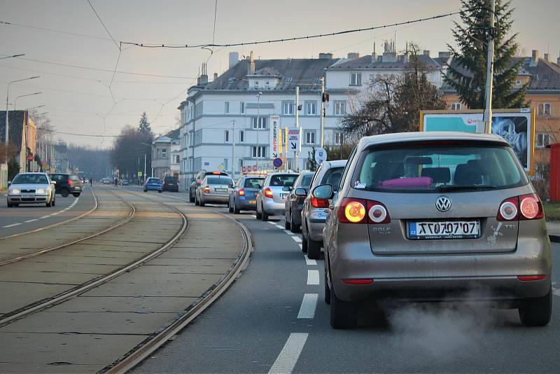 Částečná uzavírka Rudné ulice, Ostrava, 11. ledna 2022.