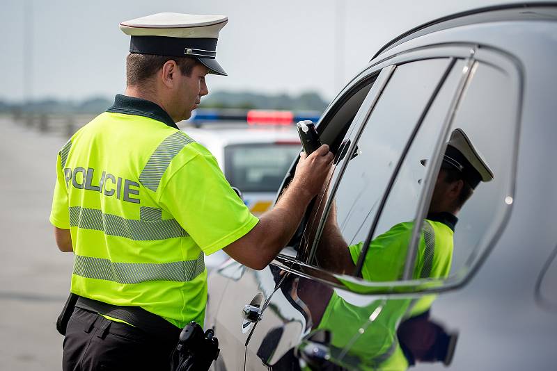 Dopravně bezpečnostní akce na dálnici D1 u Klimkovic, 30. srpna 2019 v Ostravě.