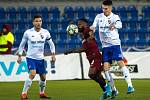 Utkání 20. kola první fotbalové ligy: Baník Ostrava - Sparta Praha, 14. prosince 2019 v Ostravě. Na snímku zleva Martin Fillo, Kanga Kaku Guelor, Robert Hrubý.