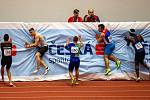 Mezinárodní halový atletický mítink Czech Indoor Gala 2020, 5. února 2020 v Ostravě. Běh 60m muži, (zleva) Noureddine Hadid z Libanonu, Oliver Bromby z Německa, Jan Veleba z Česka, Zdeněk Stromšík z Česka a Mario Burke z Barbadosu.