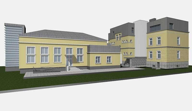 Vizualizace rekonstrukce tělocvičny u budovy Slezské diakonie. Vizualizace: se souhlasem úřadu Ostravy-Nové Vsi