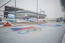 Příprava areálu Olympijského festivalu Ostrava 2018, 8 února 2018.