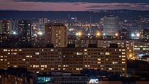 Panorama noční Ostravy, březen 2021.