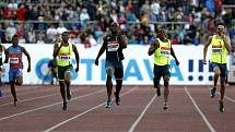 Zlatá tretra Ostrava 2014. Lashawn Merritt, uprostřed.