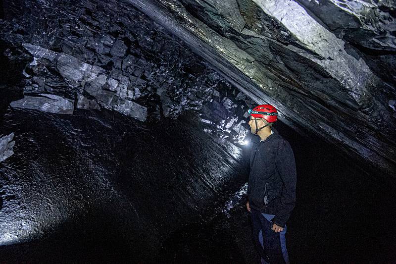 U města Odry se otevřel Flascharův důl, kde se v minulosti těžila břidlice, 9. července 2020. Jeden z iniciátorů projektu Jakub Zeman.