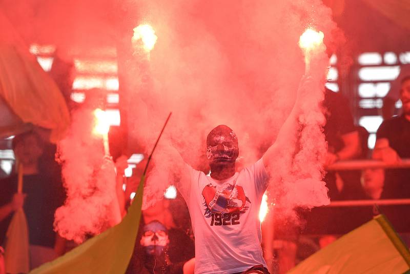 Přátelské utkání Górnik Zabrze - FC Baník Ostrava, 17. července 2021 v Zabrze (PL). Fanouše Baníku.