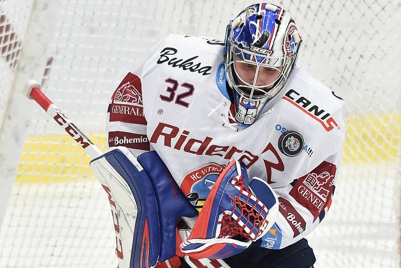 Utkání 10. kola hokejové extraligy: HC Vítkovice Ridera - HC Kometa Brno, 14. října 2018 v Ostravě. Na snímku brankář Vítkovic Patrik Bartošák.